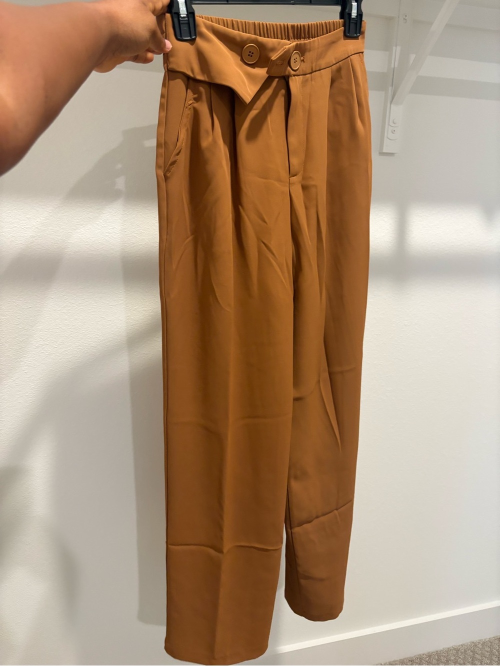 Men's Tailored High-Waist Brown Dress Pants